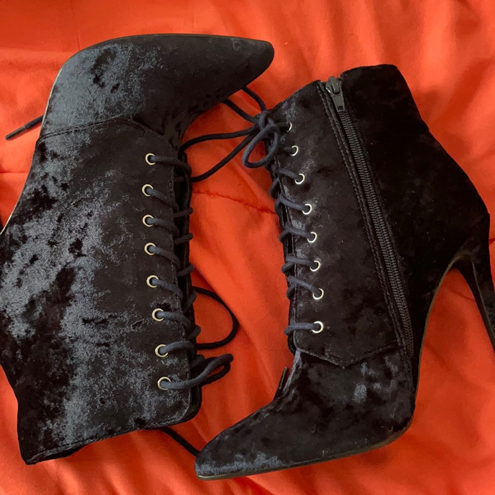 Royal blue heeled boots